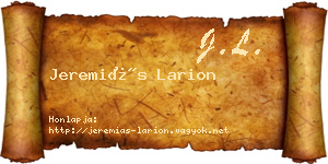 Jeremiás Larion névjegykártya